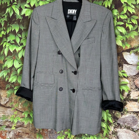 DKNY Plaid Houndstooth Asymmetric Blazer, 10 - Picture 10 of 13